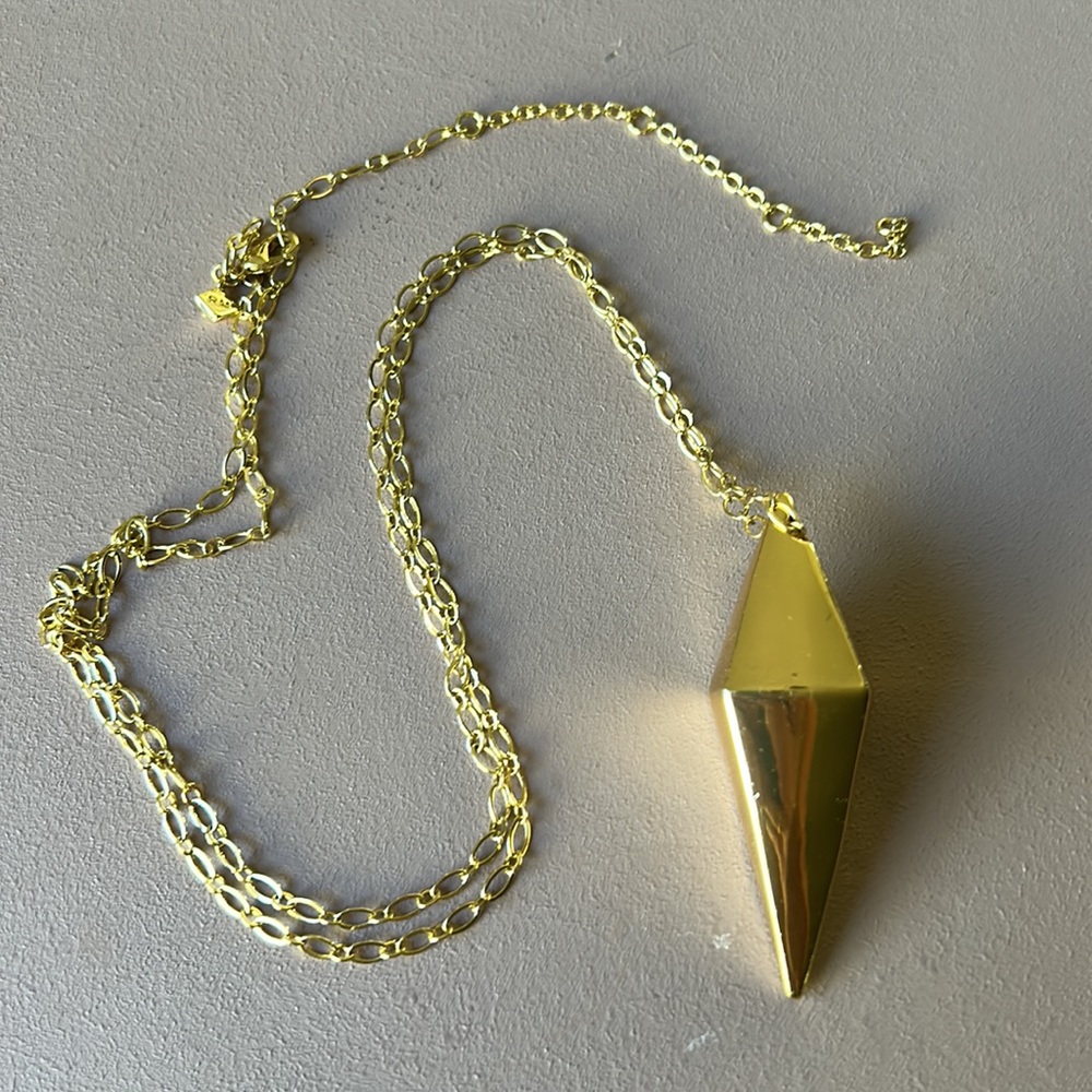 Gold prism pendant necklace with lobster clasp